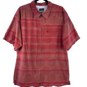 Patagonia Sidebum Zip Shirt Mens Size XL Red Print Organic Cotton Blend Top